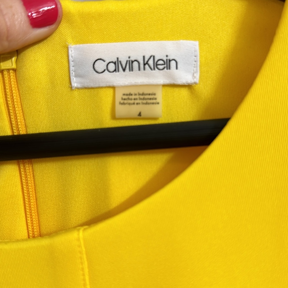 Calvin Klein Vibrant Yellow Midi Dress - Picture 2 of 6